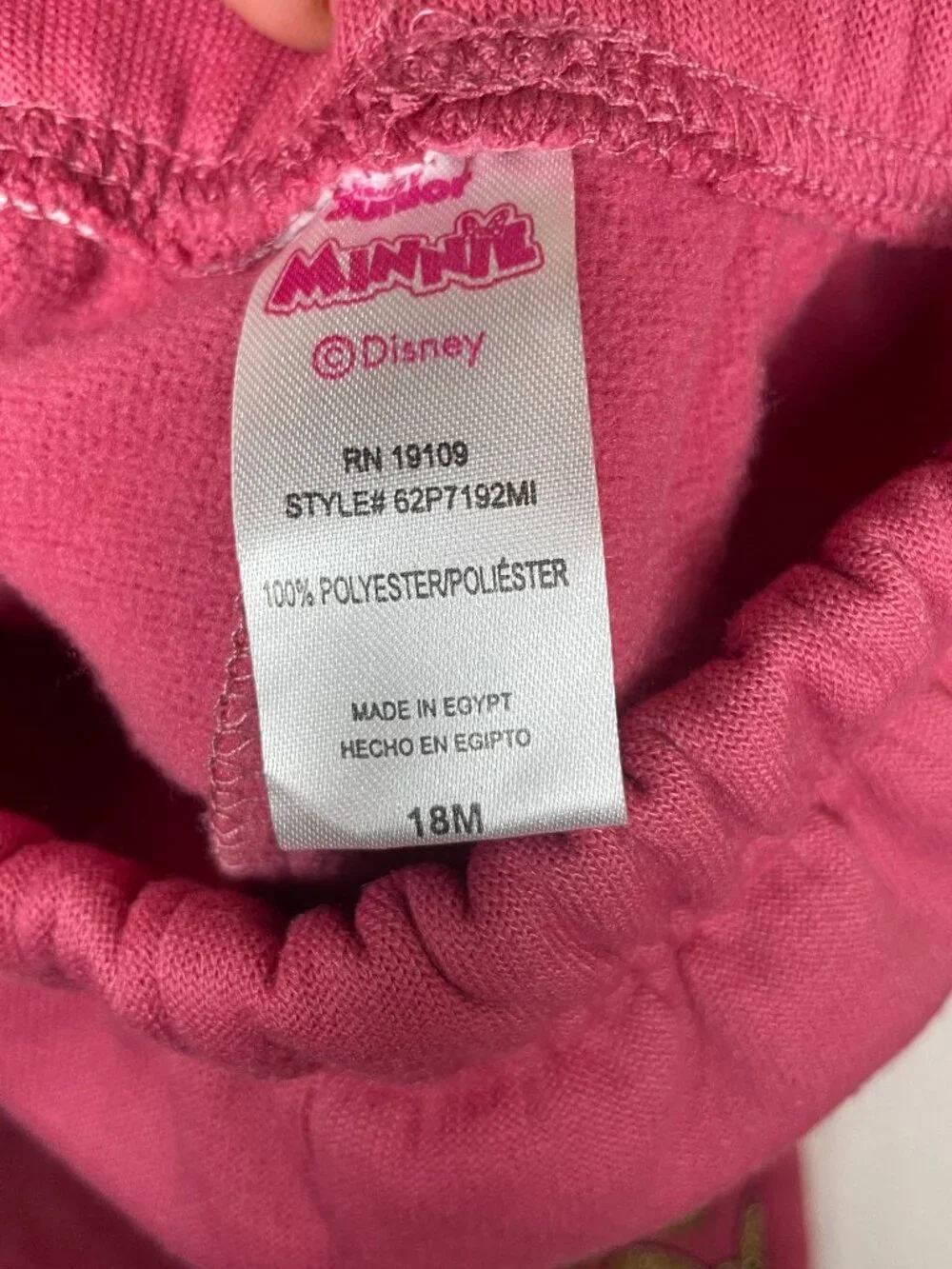 Disney Minnie Mouse Kidcore Pink Fleece Sweatshirt Pant Set 18M